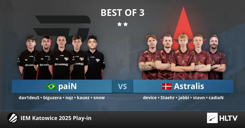 Astralis varmistaa paikan IEM Katowice 2025 -lohkovaiheessa voitolla paiN-pelaamalla