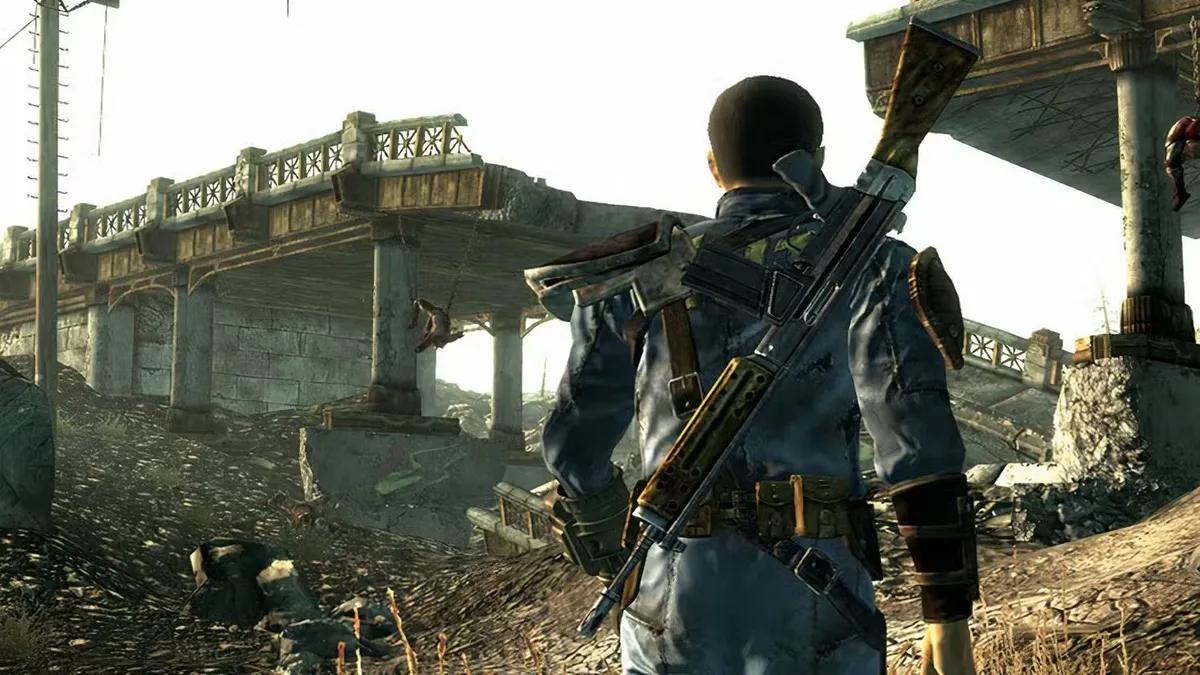 Fallout 3 -pelaaja kohtaa harvinaista Firelancea käyttävän Raiderin