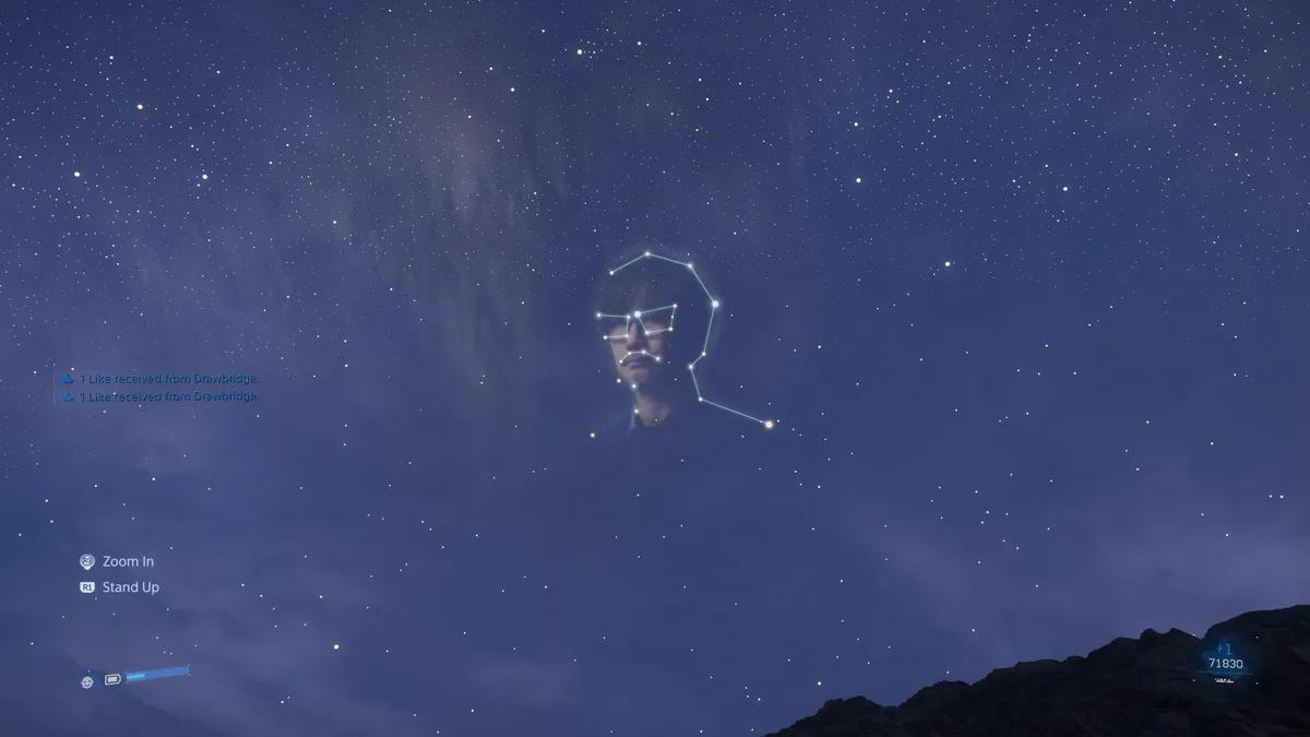 Kojima tähtien joukossa? Death Stranding 2:n fanit havaitsivat piilotetun tähtikuvion, joka muistuttaa luojan kasvoja