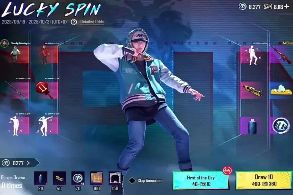 PUBG Mobile x G-Dragon -yhteistyö: Lucky Spin, palkintoja ja eksklusiivista sisältöä.