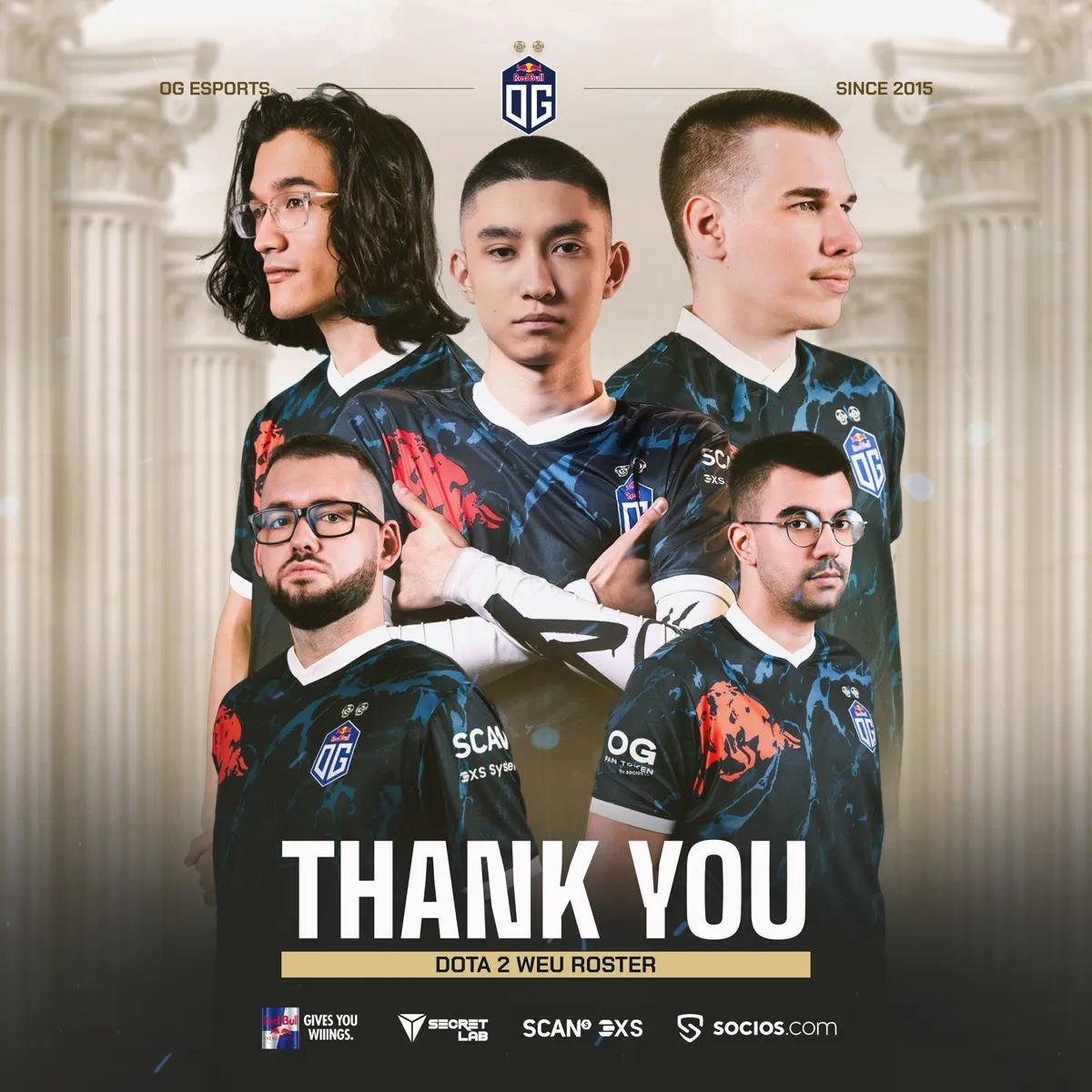 OG hajottaa Dota2-kokoonpanon