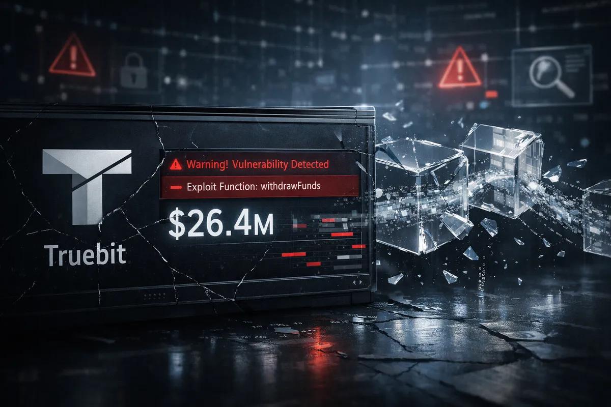 Vuoden 2026 ensimmäinen suuri hakkerointi: Truebit Protocol menettää 26,4 miljoonaa dollaria älysopimusten haavoittuvuuden vuoksi.