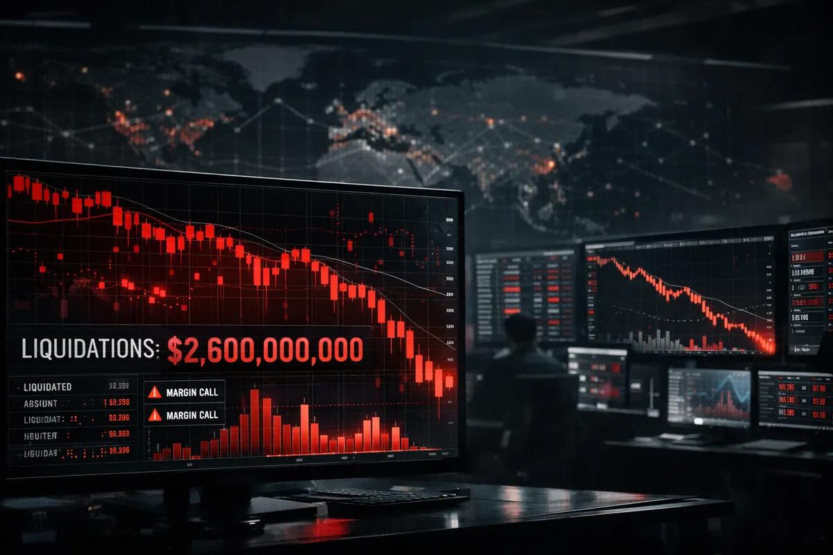 Massiivinen Crypto Market Crash: 2,6 miljardia dollaria likvidoinneissa päivässä strategian tappioiden vuoksi