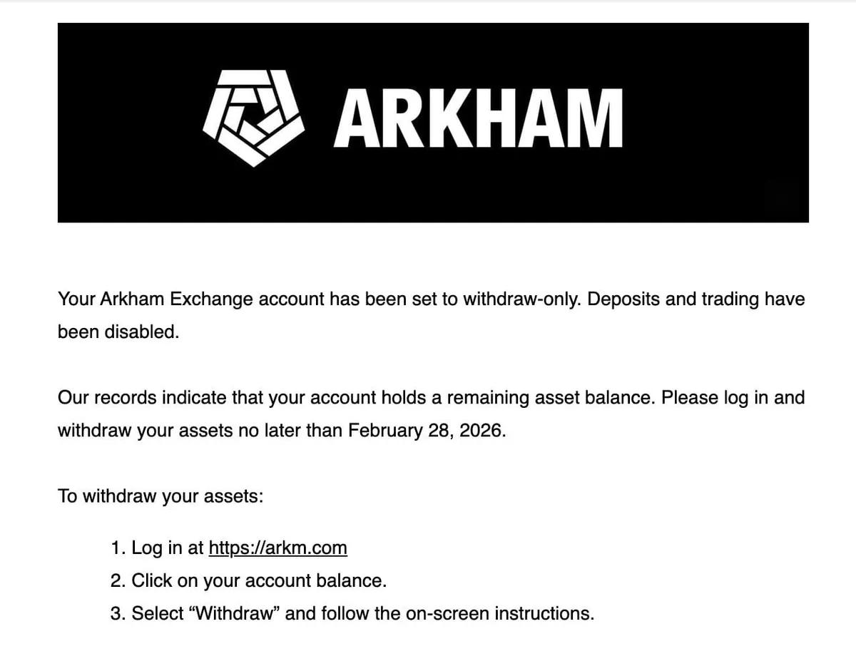Arkham Exchange: Toimitusjohtaja kiistää sulkemishuhut, mutta käyttäjät saavat sähköposteja, joissa on 28. helmikuuta määräaika.