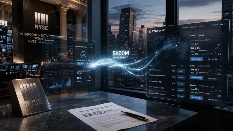 Intercontinental Exchange (NYSE:n emoyhtiö) sijoittaa Polymarketiin 600 miljoonaa dollaria lisää