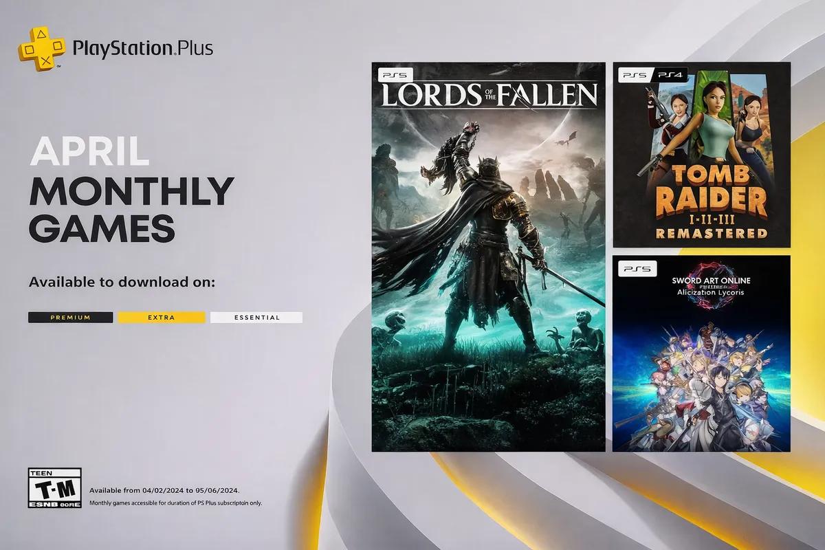 PlayStation Plus -huhtikuun 2026 pelit paljastettiin - Lords of the Fallen, Sword Art Online ja Tomb Raider Remastered