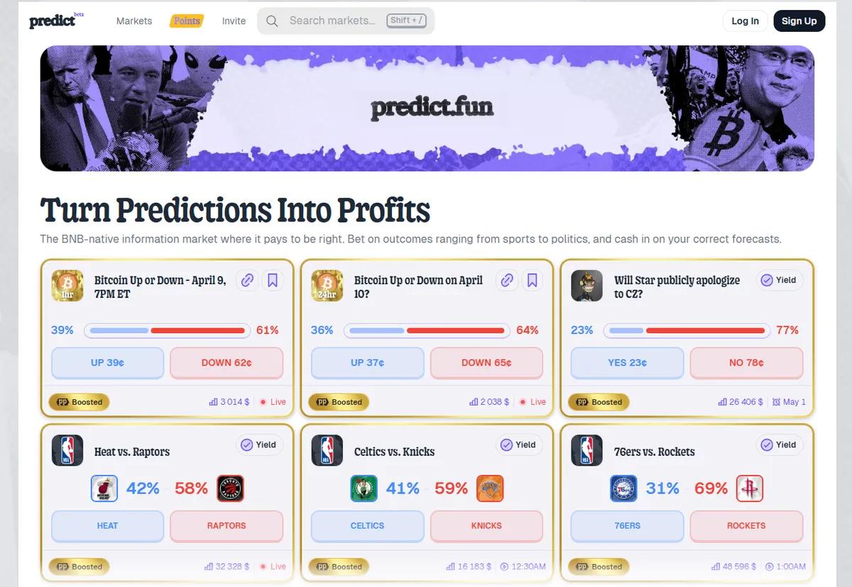 Binance-lompakko integroi Predict.fun Ennustemarkkinat BNB-ketjuun