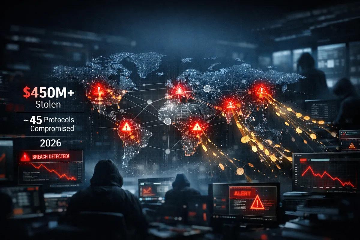 Hakkerit ovat jo varastaneet yli 450 miljoonaa dollaria noin 45 kryptoprotokollasta vuonna 2026