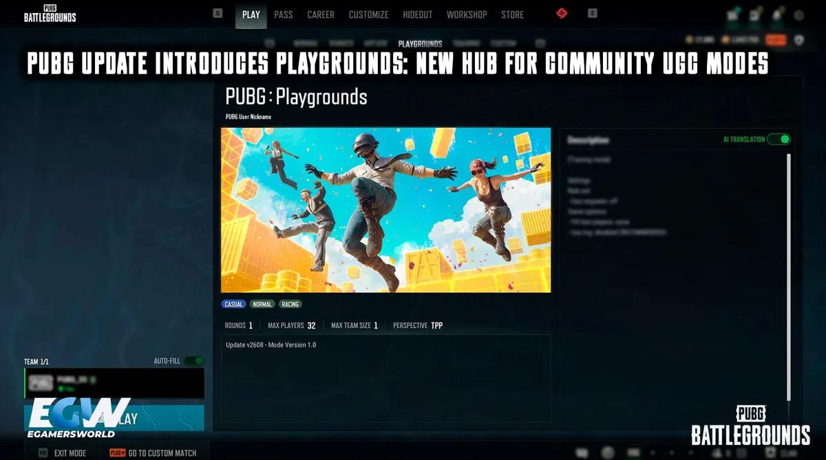 PUBG-päivitys tuo mukanaan Playgrounds-ominaisuuden: uuden keskuksen yhteisön luomille UGC-pelimuodoille