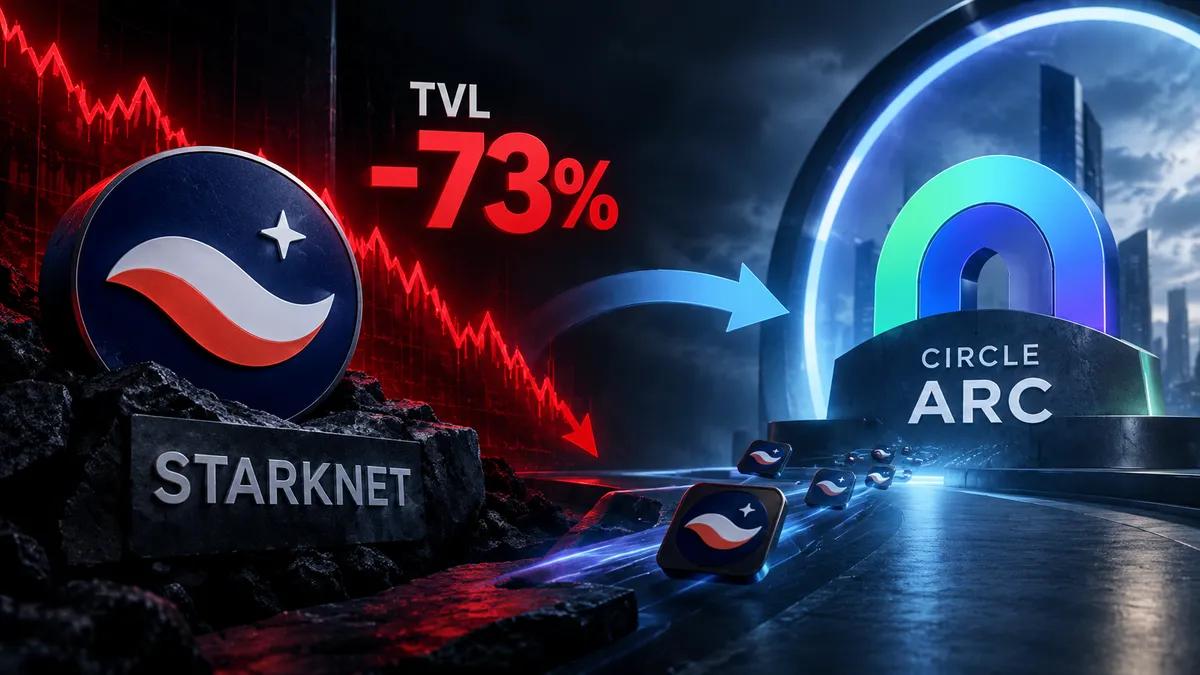 Starknetin TVL-arvo laskee 73 % päivässä, kun sen suurin sovellus siirtyy Circlen Arciin