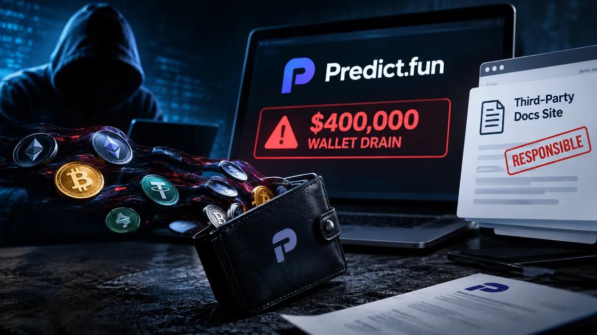Predict.fun vahvistaa 400 000 dollarin lompakon tyhjenemisen ja syyttää kolmannen osapuolen dokumenttisivustoa