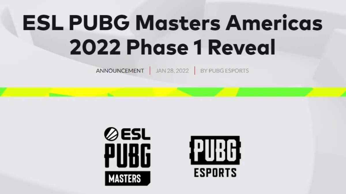 ESL ilmoitettu PUBG Masters Americas 2022 Phase 1