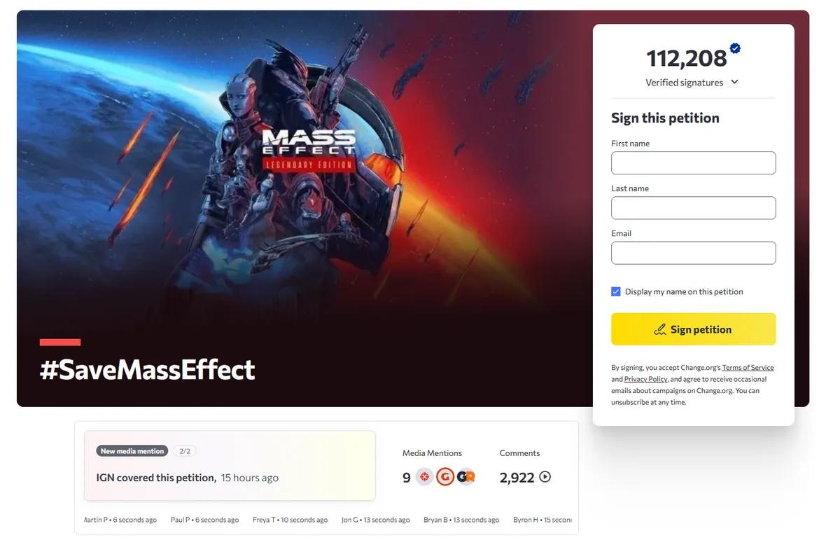 Fanit aloittivat vetoomuksen Mass Effect 5:n pelastamiseksi - sillä on jo yli 100 000 allekirjoitusta