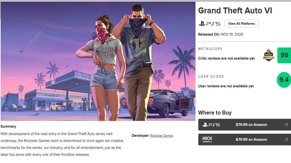 GTA 6:n pisteet Metacriticissä eivät ehkä olekaan niin korkeat kuin odotit