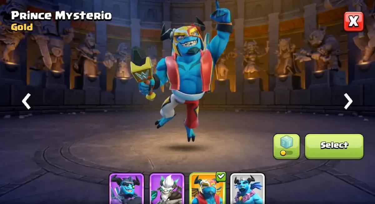 Clash of Clans x WWE: Prince Mysterio -otsikot huhtikuussa 2025 Gold Pass -kausi