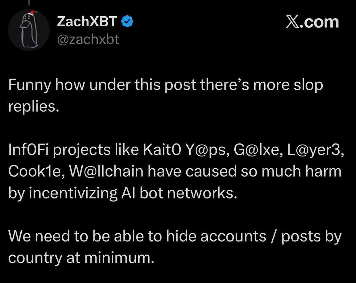 ZachXBT arvostelee InfoFi-hankkeita tekoälybottien kannustamisesta