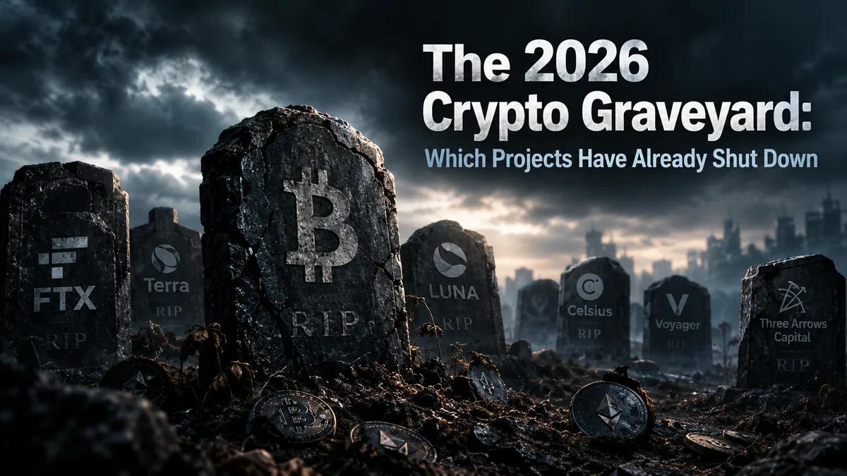 Vuoden 2026 kryptovaluuttojen hautausmaa: Mitkä projektit on jo suljettu