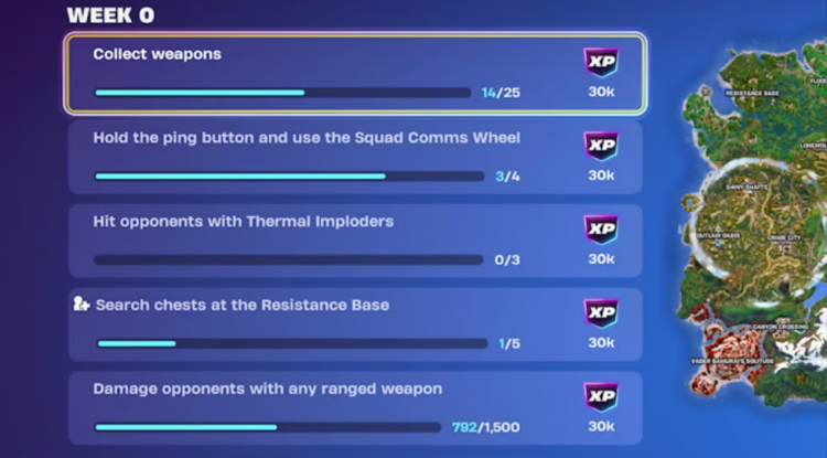 Kaikki Fortnite Chapter 6 Season 3 tehtävät ja haasteet: Tehtävät: Täydellinen erittely 1