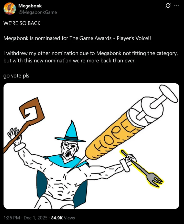 Megabonk Rejoins The Game Awards Race Through Players' Voice Vote 1